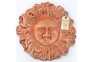 Toocook Sole in ceramica artigianale da parete per arredo e decorazione casa Idea Regalo Realizzato in Terracotta Artigianalmente, Made in Italy (Sole Ricci 34 cm)