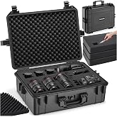 tectake Case for 35 Liter Camera | with 4 Protective Foam Mats | Black, Organizer Case with Pressure Valve, Outdoor Waterproo