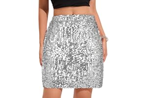 zffriction Sequin Skirt for Women Glitter Skirt Elastic Waist A Line Hip Skirt Sparkly Mini Skirt Rave Short Skirt Party Concerts Night Out Outfit