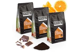 Eguia Cafe Molido Natural Cafe Granos Arabica, Cafe chocolate naranja - 3 Unidades de 250 g
