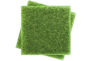 Dreamil Mini-Kunstrasen DIY 2 Stück Rasenteppich 15 x 15cm Miniaturgarten Künstliche Moos Miniatur Moos Deko für Basteln DIY Mikrolandschaft Puppenhaus