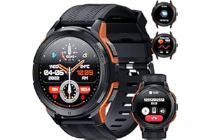 OUKITEL BT10 Montre Connectée Homme avec Appels Bluetooth,1,43" AMOLED Batterie 410mAh, Montre Etanche 5 ATM pour Android iOS avec Moniteur Fréquence Cardiaque, Surveillance Sommeil, Orange