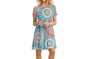 MOLERANI Letnia sukienka dla kobiet, casualowa, koszulkowa sukienka z krótkim rękawem, damska, plażowa