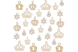 PH PANDAHALL PandaHall 60pz Ciondolo a Corona, 6 Stili 3D Mini Charms a Corona Ciondoli con Strass Ciondoli in Cristallo Artigianato per Orecchini Bracciali Collana Forniture Fai da Te