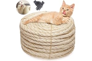 ilauke 25m Sisalseil für Kratzbaum 8mm, Natürliche Weiß Sisalseil Mehrzweckseil Seil Sisal, extra robust und langlebig hanfseil für DIY Kratztonne Spielsachen, Kratzspielzeug mit Krallen