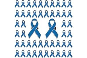 CRAFFANCY Lot de 50 broches en forme de ruban bleu en métal avec fermoir en silicone et émail pour décoration