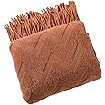 GDZHL Knitted Tassel Throw Blanket, Soft Cozy Decorative Throw Sofa Blanket, Anti-pilling Bedspread, for Couch Sofa Bed Home Decorative (Color : Brown, Size : 130x200 cm)