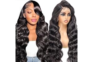 BELUCK Peluca Mujer Pelo Natural Humano 13x6 HD Lace Front Human Hair Wig Pegamento Peluca Afro Body Wave Wig Peluca Negra Natural Brasileña For Black Women 24 Pulgadas