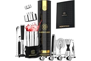 BarDeluxe® Kit Barman da 12 Pezzi, Kit Barman Completo | Shaker Cocktail da 750 ml | Set Cocktail Professionale, Kit Cocktail, Set Barman | Cocktail Set, Include Elegante Confezione Regalo(Argento)