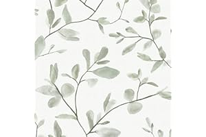 Superfresco Easy Eugenie Leaf Trail Green Wallpaper Roll - Easy Paste The Wall Application - White & Green - Contemporary Design - Suitable for Any Room