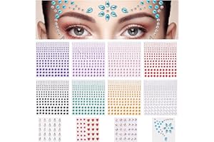 URAQT Brillantes para la Cara Maquillaje, 8+4 Hojas Diamantes de Colores, Pegatinas Festival Autoadhesivas, para Uñas Cuerpo Celular Belleza Decoración DIY Niños Tarjetas