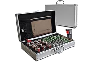SSS·GRGB Battery Storage Case with Battery Tester, Aluminum Battery Organiser Box Holds 100+ various types of Batteries (AA AAA C D 9V), Hard Case Waterproof Fireproof (Not Includes Batteries) Silver