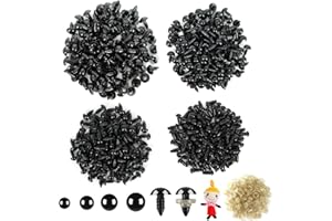 RAFIYU 800 Pezzi Occhi Amigurumi, 6-12 mm Occhi di Sicurezza per Amigurumi con Rondelle Occhi di Sicurezza in Plastica Nera per Pupazzi all'Uncinetto, Animali di Peluche e Bambole