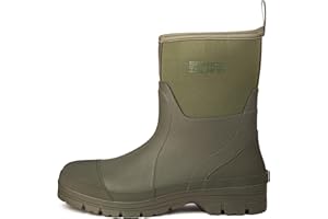 Savage Island Arran Short Neoprene Wellington Boots - Insulated Rubber Warm Waterproof Wellies in Black & Green