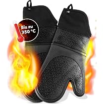 AVANA Silikon Ofenhandschuhe Hitzebeständig bis 250°C Anti-Rutsch Schwarz