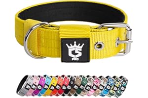 TSPRO Tactical Dog Collar 1.25 Inch Wide Thick Dog Collars with Heavy Duty Metal Buckle, Durable, Strong, Adjustable for Small Dogs (Yellow S)