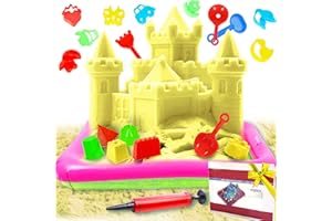 KOKOBOX Kit Sable Magique Enfant 2 3 4 5 Ans Set Avec BAC 1.5kg+18 Moule Accessoire Sable Cinétique Set Sable Coloré Magic Sand Fille Garçons Kit Loisirs Creatifs Cadeau Noël Enfants Activites Manuelles-Jaune
