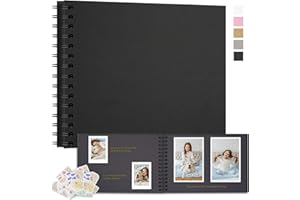 Remowith Fotoalbum Zum Selbstgestalten 28x20,5 cm DIY Fotobuch Kraftpapier Erinnerungsbuch für Hochzeiten 40 Seiten Album für Baby Familie Valentinstag Geburtstag Jahrestag Geschenk Schwarz