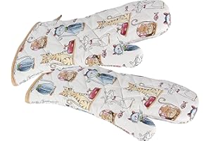 SPOTTED DOG GIFT COMPANY Oven Mitts (Pair) Set of Oven Gloves Heat Resistant for Kitchen Cooking Baking Cute Cat Gift for Cat Lovers Women Men