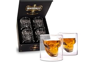 Whisiskey - Set di Bicchieri da whisky - 4 x 125ml - Set di Accessori per Whisky - Regalo Uomo - Set Include 4 Bicchieri in Vetro in Scatola di Lusso - Regali per Uomini