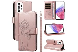 Bravoday Handyhülle für Samsung Galaxy A53 5G Hülle, Premium PU Lederhülle Klappbar Tasche Klapphülle mit Magnet Kartenfach Standfunktion Schutzhülle für Galaxy A53 5G, Roségold