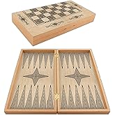 Star Marmara Yakma Ahşap Tavla &ndash; 12 mm MDF Kasa, Parlak Selefon Kaplama, 36 mm Krem & Siyah Tavla Pulları, 9 mm Zar &ndash; Dayanık
