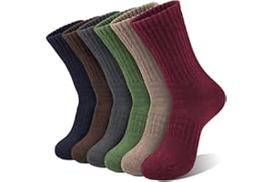 Chalier Finery Wełniane skarpety damskie, termiczne, ciepłe, zimowe, przytulne, do chodzenia, grube, prezenty świąteczne dla kobiet, 6 par