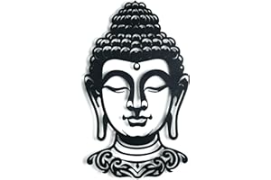 keluly Decoración de metal. Escultura de pared flotante, con sombras, de acero. (Cabeza Buda, 43 x 31 cm.)