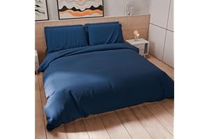 PETTI Artigiani Italiani - Set Copripiumino Matrimoniale 250x200 cm (2 Federe 50x80 cm Incluse), Parure Copripiumino Morbida Microfibra Tinta Unita Blu Notte