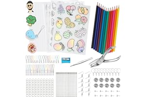 Behiruch 225 Stück Schrumpffolie Set, 20 Blätter A4 Schrumpffolie zum Basteln, Inklusiv Schlüsselanhänger, Schließe, Bleistifte, Locher für Kinder