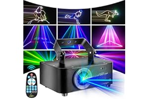 MEISHILE DJ Luci Discoteca, 3D Discoteca Luci, Musica Attivata dal Suono Luci Discoteca, RGB Proiettore Animato DJ Discoteca, con Telecomando, DMX Effetto Spotlight per Spettacoli Dal Vivo, Natale, Bar