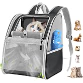 Pawaboo Cat Carrier Backpack, 22 lbs, Breathable, Black | Breathable, Mesh Window, Bracket Included, with Safety Strap, for W