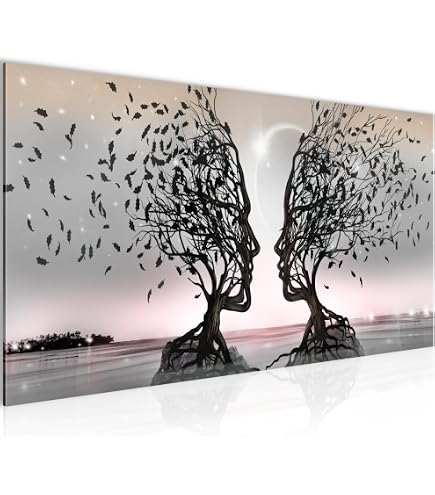 Tableau Sur Toile Loup Boho Scandi 100x70 Cm – Design Hiver Forêt Blanc Gris – Décoration Murale Moderne Chambre Salon
