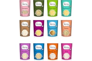 Keto Chef Slim Rice Pasta Noodle - Instant Food, Angel Hair, Udon, Lasagne, Thai Style, Fettuccine, Spaghetti, Tagliatelle, Sticky Rice, Penne, Noodles, Pappardelle, Ready to Eat | Pack of 12 (270g)