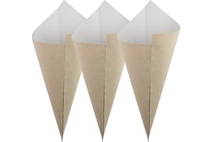 Extiff Lot de 100 Cornets en Carton Recyclé à Marrons Chauds ou Fruits Secs ou Frais 100% Recyclable - Evenement Mariage - (Cornet 21x29)