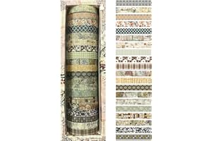 PLUSHCEWT 20 Rollen Washi Tape 7mm breit Vintage Washi Klebeband Set Blume Dekorative Masking Tape für Scrapbooking Bullet Journal Geschenkverpackung DIY Handwerk Dekoration (A)