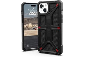 URBAN ARMOR GEAR Monarch Housse Compatible avec Apple iPhone 15 Plus Housse [Compatible Chargement sans Fil, Protection 5 Couches Conforme aux Normes Militaires, Bords surélevés] Kevlar Noir