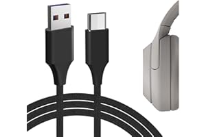 GEEKRIA USB Headphones Cloth Braided Fast Charger Cable Compatible with Sony WH-1000XM5 WH-1000XM4 WH-ULT900N WH-XB920N WH-XB910N CH710N Charger, USB to USB-C Replacement Charging Cord (4ft/120cm)