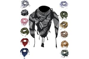 THE ART BOX Fazzoletto Da Collo Balaclava Militare Sciarpa Filo Arabo Foulard Uomo Abbigliamento Donna Arabo Kefiah Originale Palestinese Bandana Militare Free Palestine 110x110 Cms