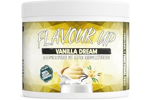 ‎PROFUEL Geschmackspulver VANILLE 250g - Leckerer Geschmack und Süße - nur 11 kcal pro Portion - Vielseitig einsetzbar für Lebensmittel & Getränke - Flavour Powder - FLAVOUR UP