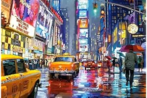 QYSFriday Paint by Numbers for Adults Beginner,Times Square Paint by Number for Adults with Paintbrushes Acrylic Pigment, Newyork Square Paint by Number City Night View 16 x 20 Inch Without Frame