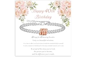 GEMAURA 16th 18th 21st 30th 40th 50th 60th 70th 80th Birthday Gifts for Women, Adjustable Silver Bracelet for Women Sterling Silver Bracelet Birthday Gifts with Cards for Mum Daughter Sister Grandma