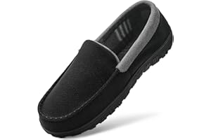 MIXIN Mens Slippers Cozy Moccasin House Slippers Anti-Skid Slip On Indoor Outdoor with Comfy Memory Foam