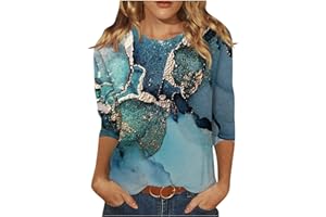 SCBFDI Tshirts Frau Übergröße Festliche Modernee Oberteil Buissnes 3/4 Ärmel Slim Fit Tops Damen Crewneck Bedrucken