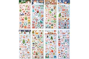 COLOFALLA 8 Pagine Adesivi Natalizi Adesivi Bambini 3D Babbo Natale Adesivi Decorativi Albero di Natale Autoadesivi Premio Stickers Bambini Regali Gratificanti Festa Compleanno Scrapbooking Album Biglietti