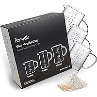 Panteer ® Messbecher Glas Premium Set - 3 Stück - 1L, 500ml, 350ml - Hochwertige Handarbeit - Extrem Hitzebeständig bis…