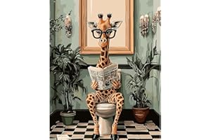 DAERLE Paint by Numbers for Adults Cute Giraffe, Paint by Numbers Kits Giraffe Reading Newspaper, Paint by Numbers on Canvas Kits, Painting by Numbers for Adults Gifts Home Wall Decor 12x16inch