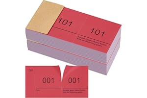 Nezyo Doppelnummern Blöck 1-200 Tombola Lose mit Zahlen Nummernblöcke Zahlenblöcke 10cm X 5cm Raffle Tickets für Garderobe Verlosung Events Messen Eintrittskarten und Leckereien(Rot)