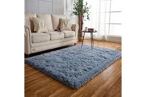 Achiiso Grey Rug,Small Fluffy Washable Rugs, Rectangular Rug for Bedroom,Living Room,Kids Room,Lounge Room (Grey,60x120 cm)