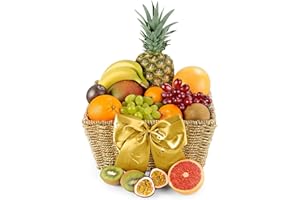 Tropical Fresh Fruit Hamper - Gourmet Fruit Gift Basket with Bananas, Kiwi, Mango, Pineapple, Grapes - Healthy Food Gifts for Birthdays and Celebrations, from Regency Hampers